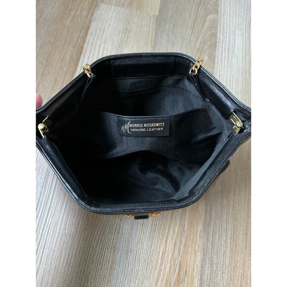 Morris Moskowitz Vintage Black Leather‎ Clutch with Gold Ring - Picture 4 of 6